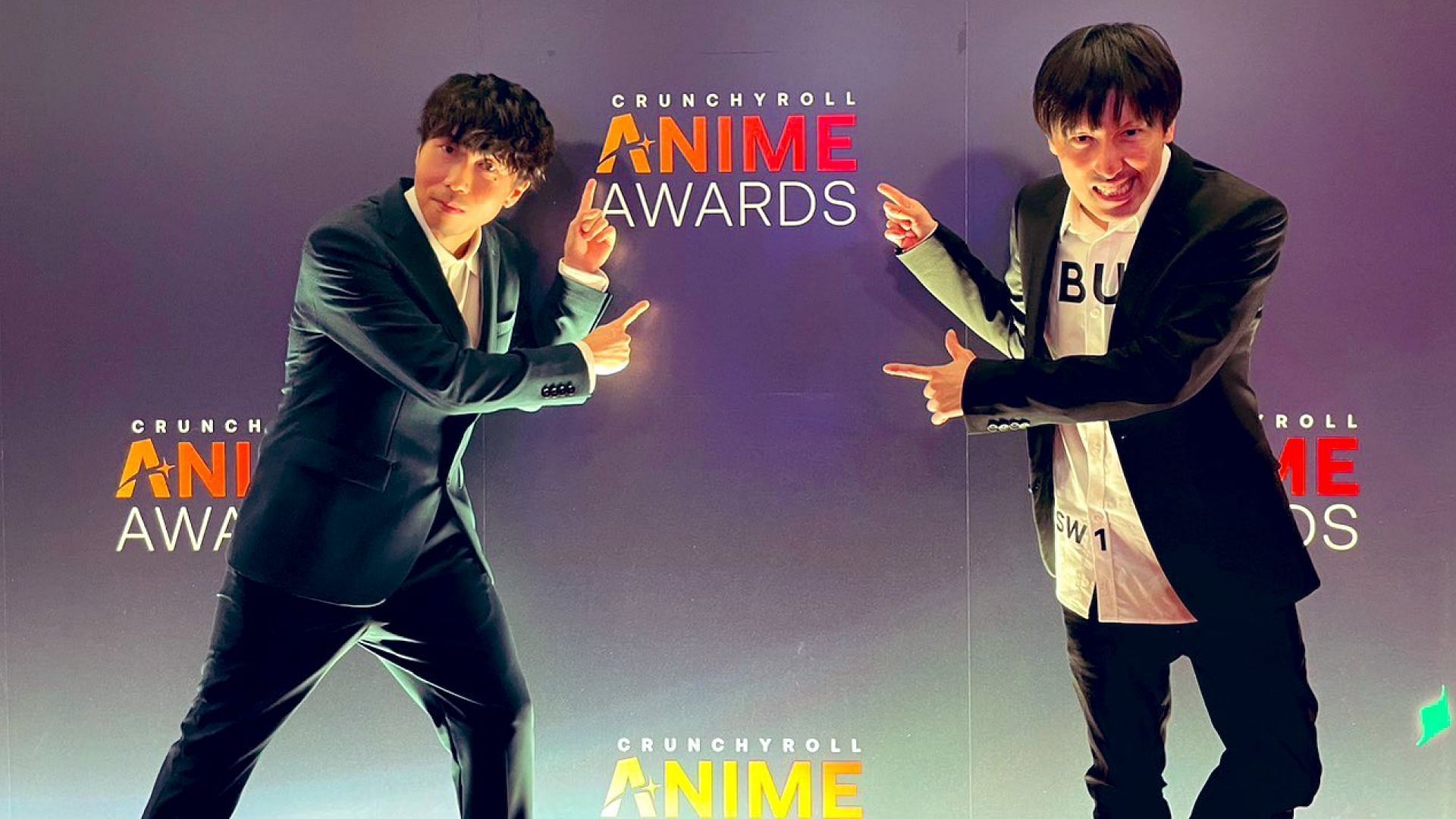 Yamamoto and Sawano at Crunchyroll Anime Awards 2023 (Image via X/@kohta_yamabook)