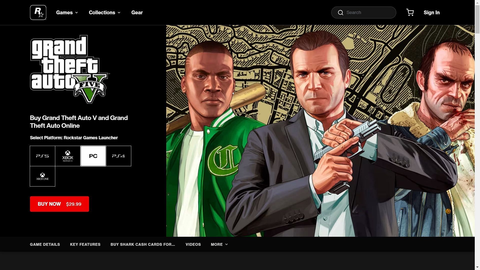 Grand Theft Auto 5&rsquo;s price on Rockstar Games Launcher (Image via Rockstar Games)