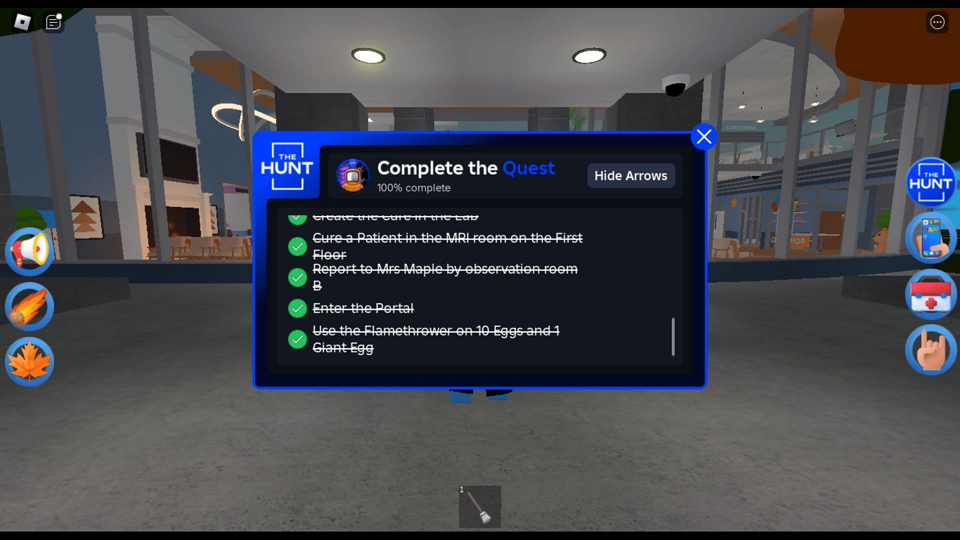 The Hunt Quest in Maple Hospital (Image via Roblox)