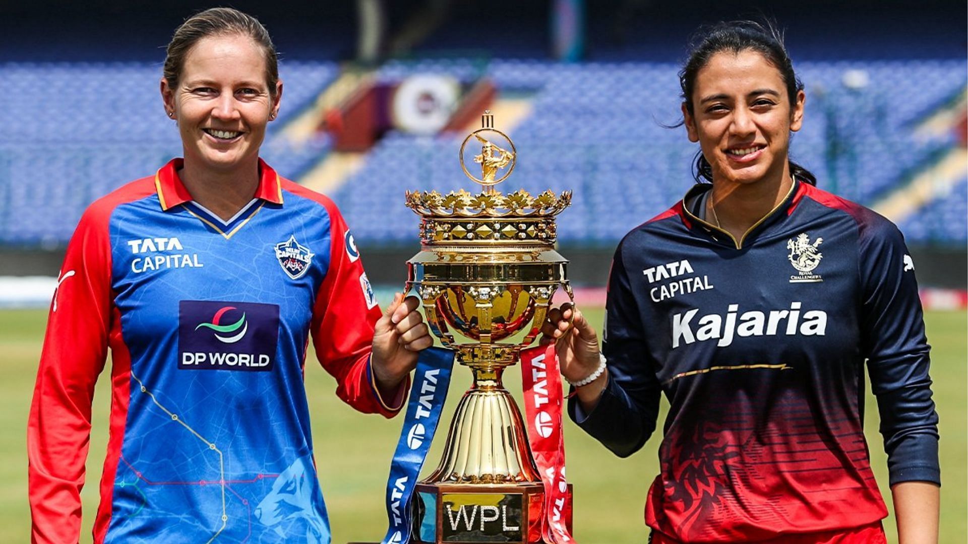 Meg Lanning (L) &amp; Smriti Mandhana with the WPL 2024 trophy 