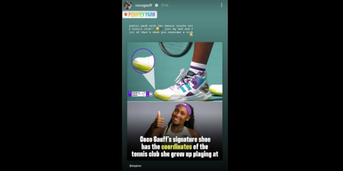 A screenshot of Coco Gauff&#039;s Instagram story. (Source: Coco Gauff Instagram)