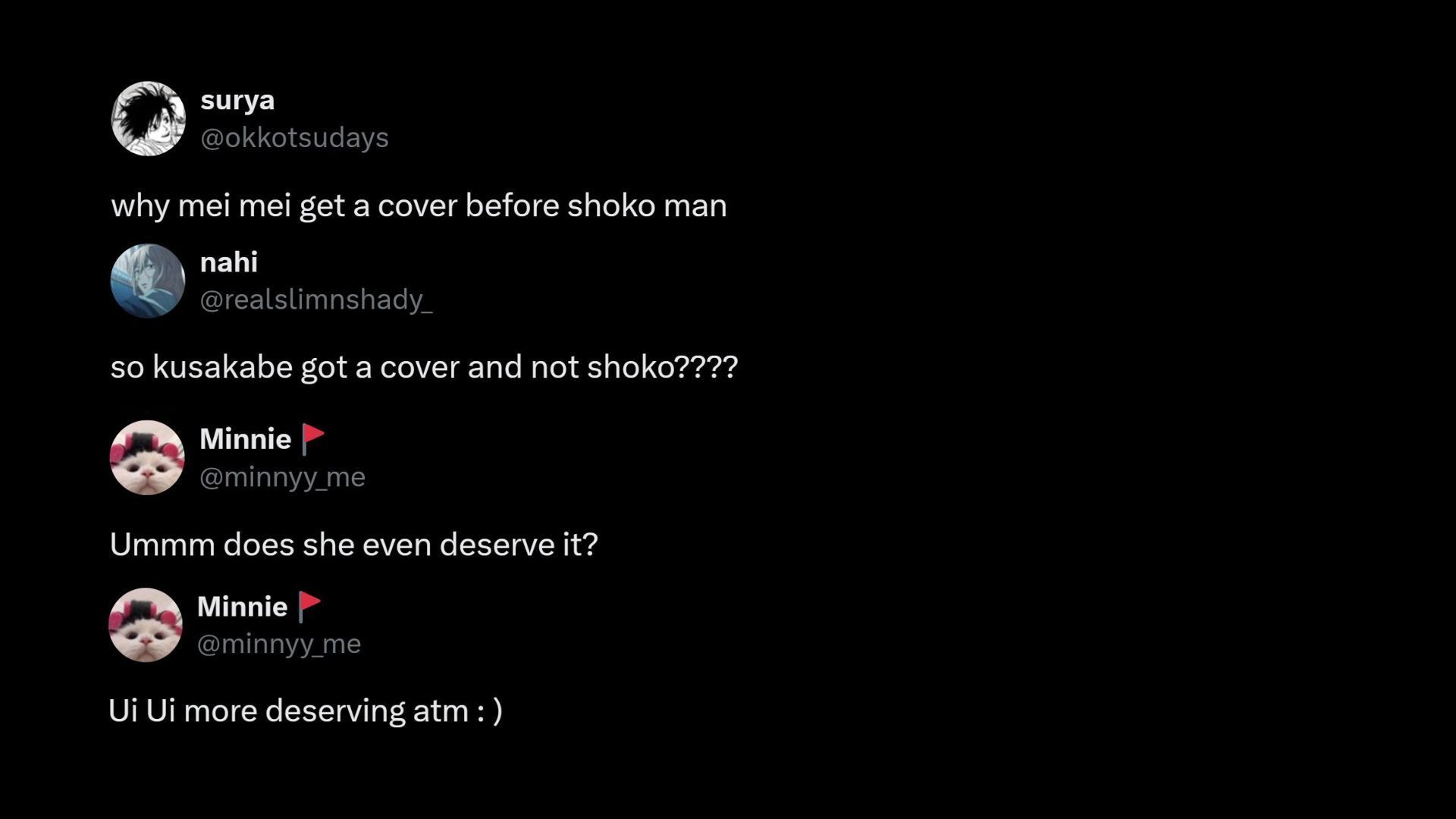 Fans reacting to Shoko Ieiri receiving no manga cover features (Image via Sportskeeda/X)