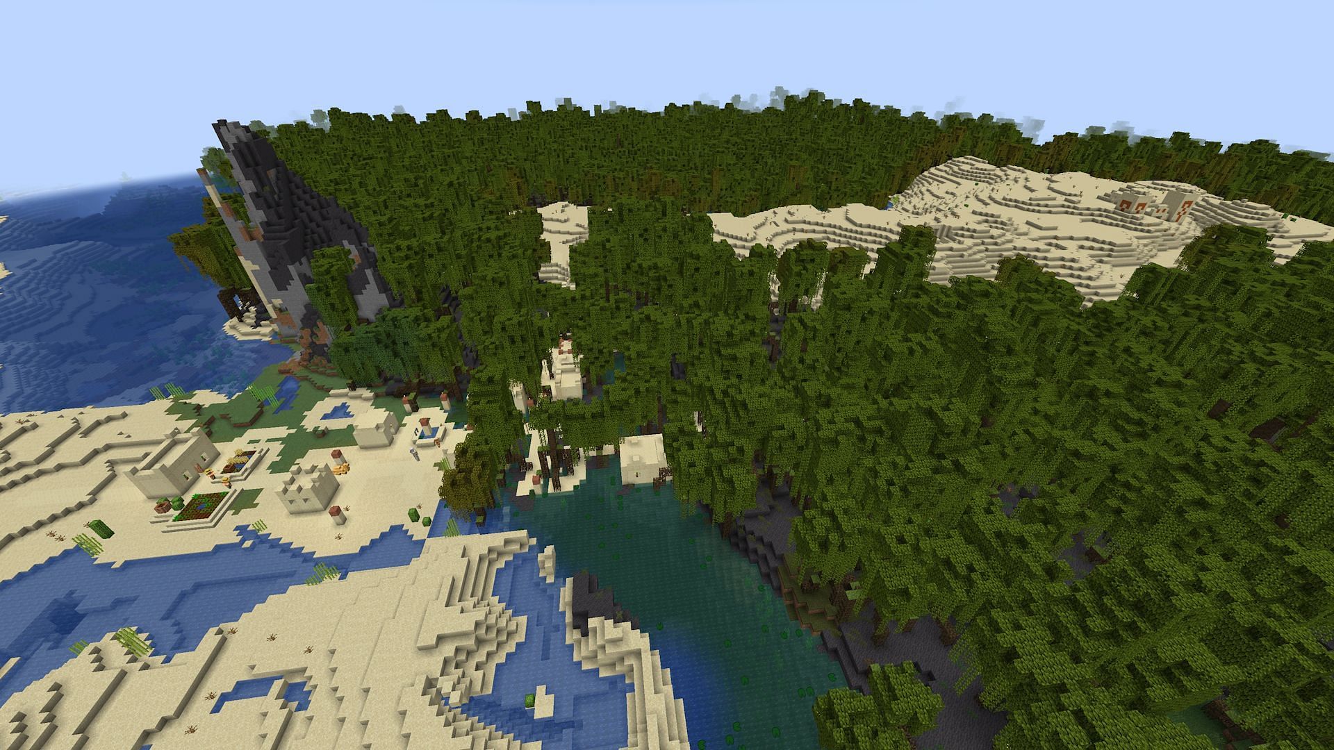 One of the villages on the swamp&#039;s border (Image via Mojang)