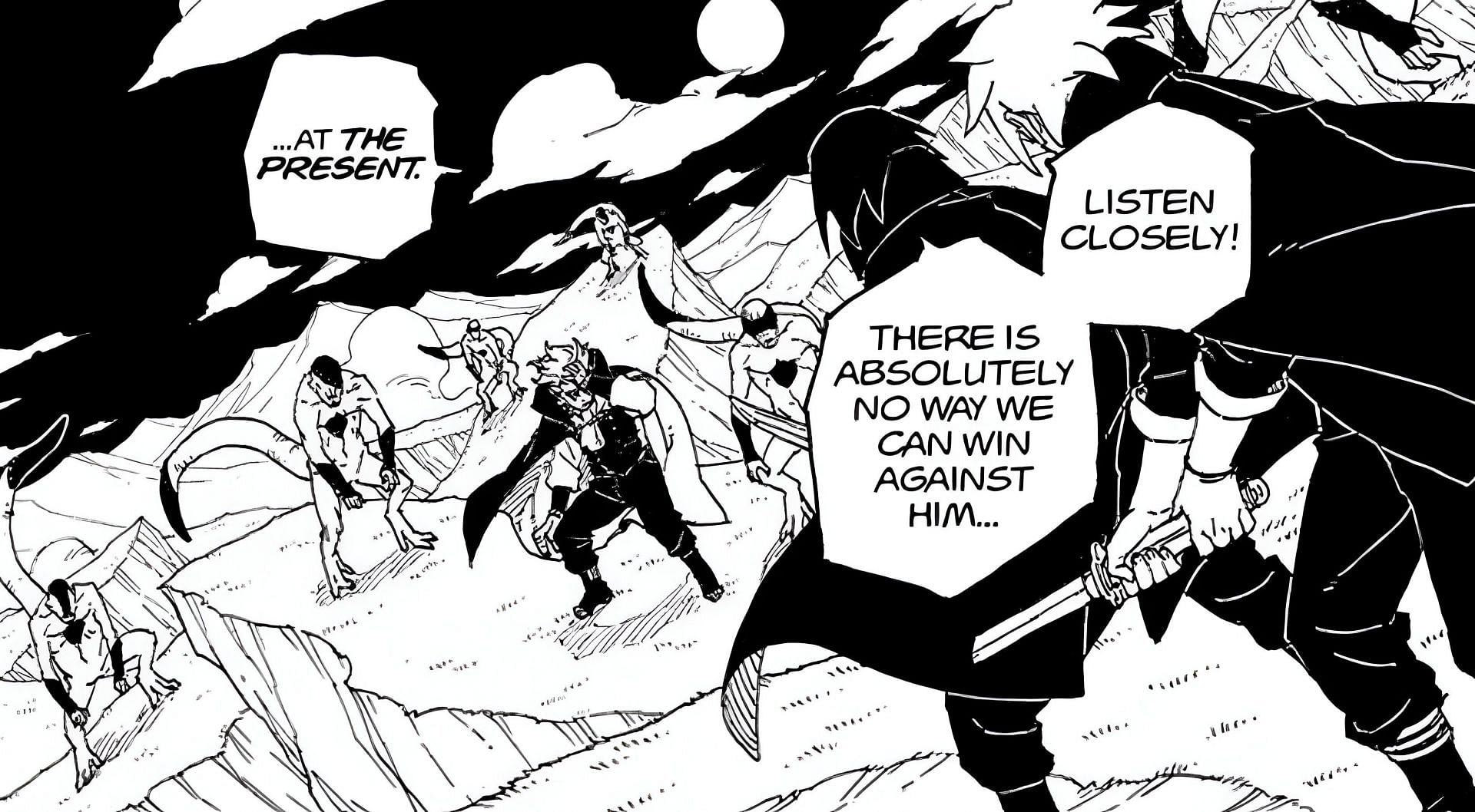 Code and his Claw Grimes attacking Sasuke and his student (Image via Shueisha)