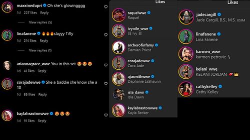 A screengrab of reactions on the Instagram post.