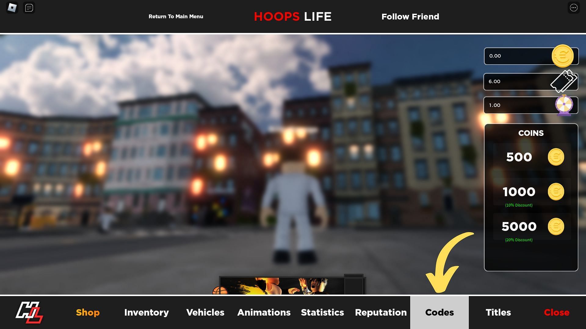 How to redeem codes for Hoops Life Basketball (Image via Roblox and Sportskeeda)