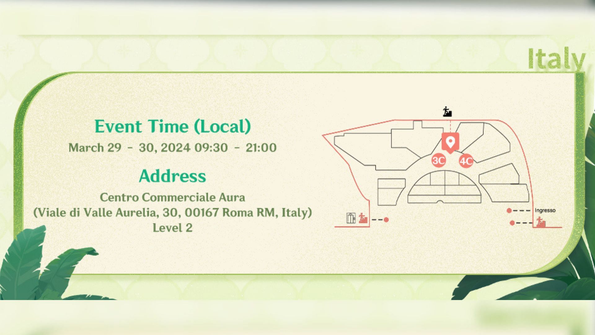 Italy event time and address (Image via HoYoverse)
