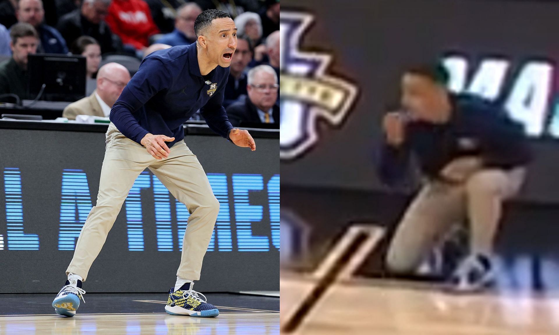 Shaka Smart casually retrieved and reinserted a dropped piece of gum into his mouth.