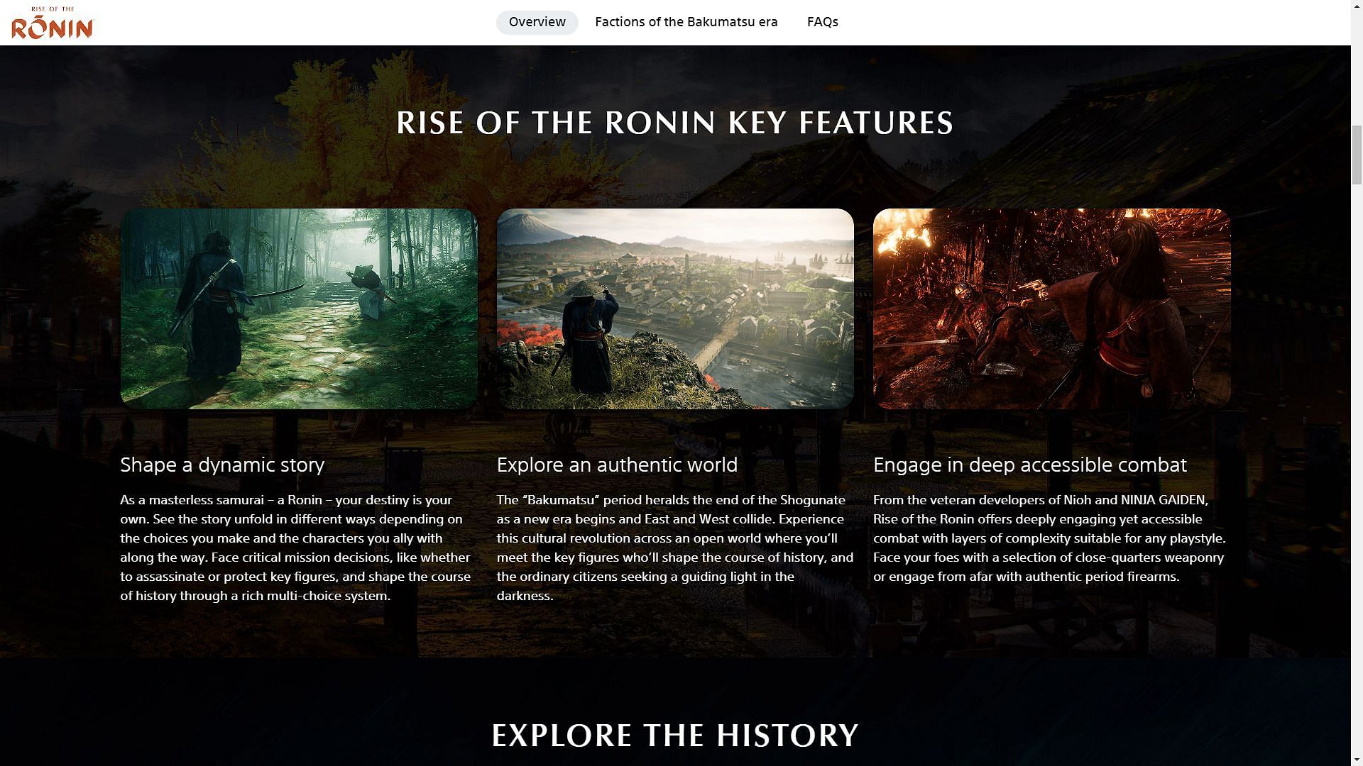 Rise of the Ronin PlayStation page (Image via PlayStation)