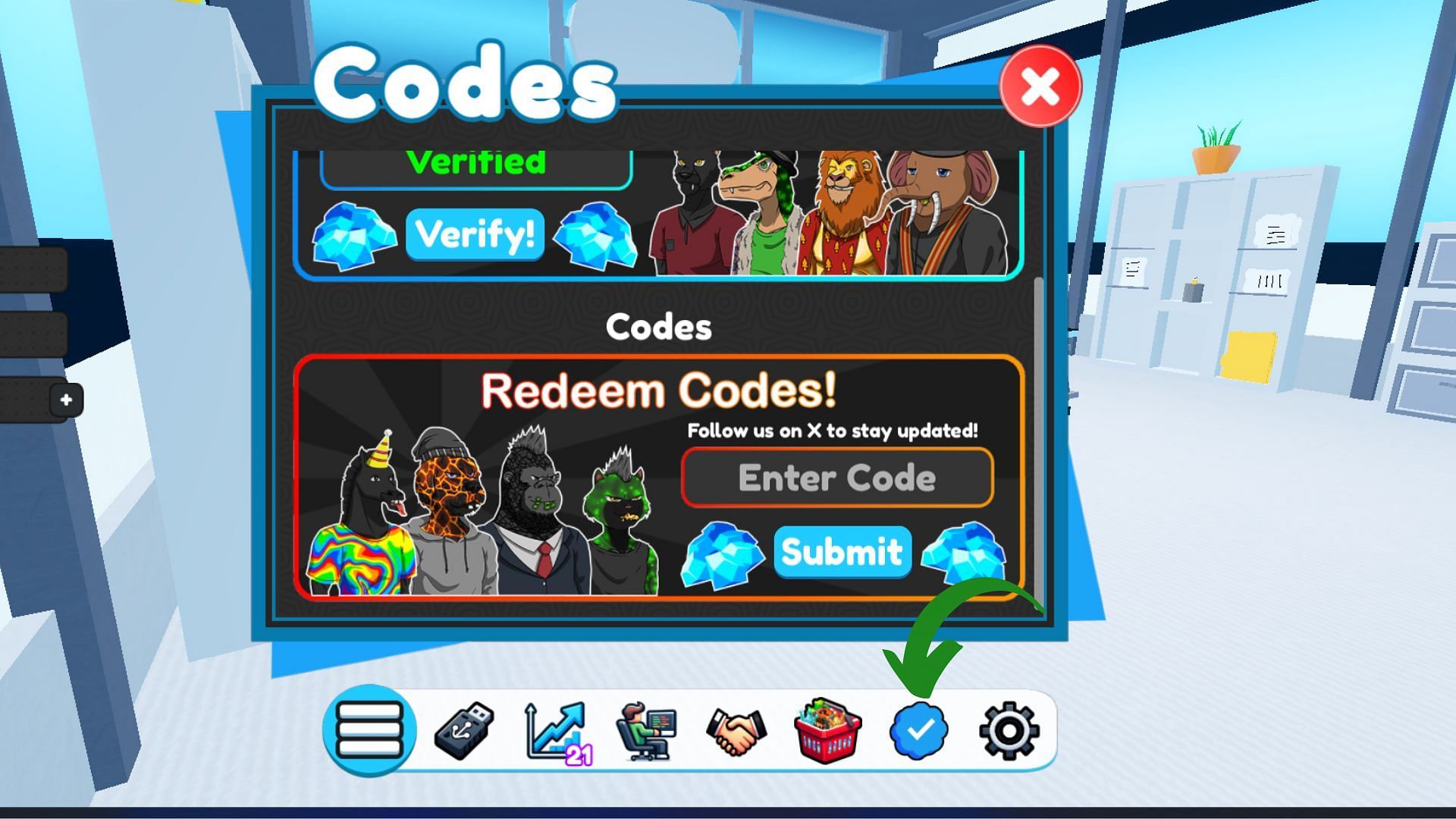 Code box in Coding Simulator (Roblox||Sportskeeda)