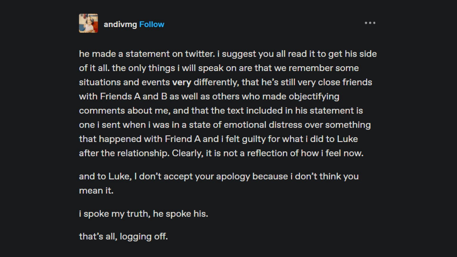 Andi&#039;s reaction to Punz&#039;s apology (Image via andivmg/Tumblr)