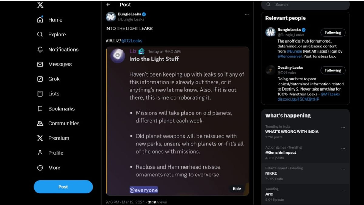 Destiny 2 Into the Light leaks hint at old planets' return, weekly missions, and more