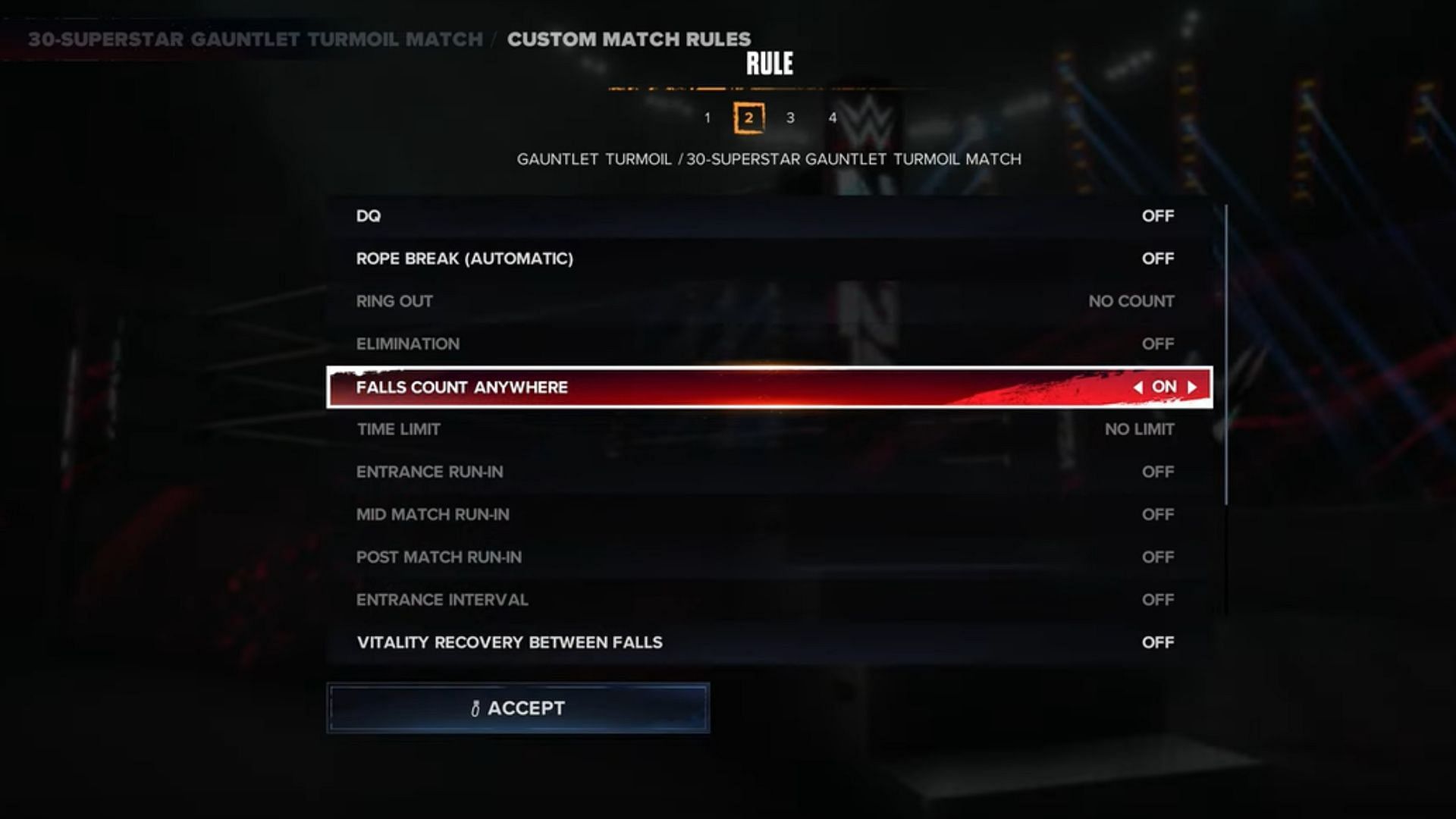 By changing the Custom Match Rules, you can easily earn the Gold Medal Sprinter trophy in WWE 2K24 (Image via YouTube/ Poru99)