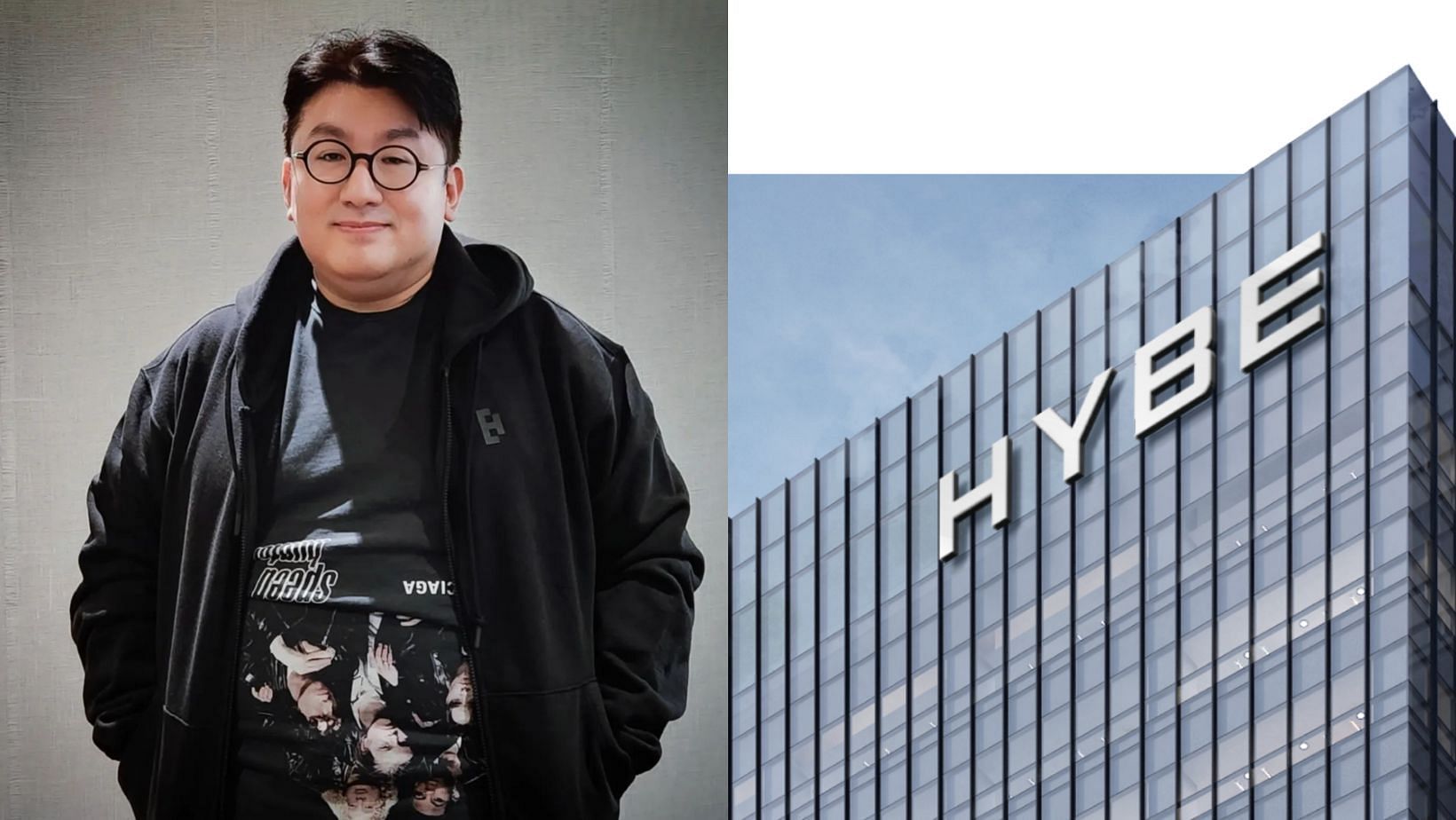 HYBE founder Bang Si-hyuk to receive less than KRW 1 ($0.00076) for 2024. (Images via Instagram/@ hitmanb72 and HYBE website)