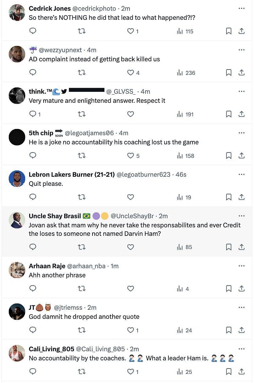 NBA fans slammed Darvin Ham for the Lakers loss against Sacramento