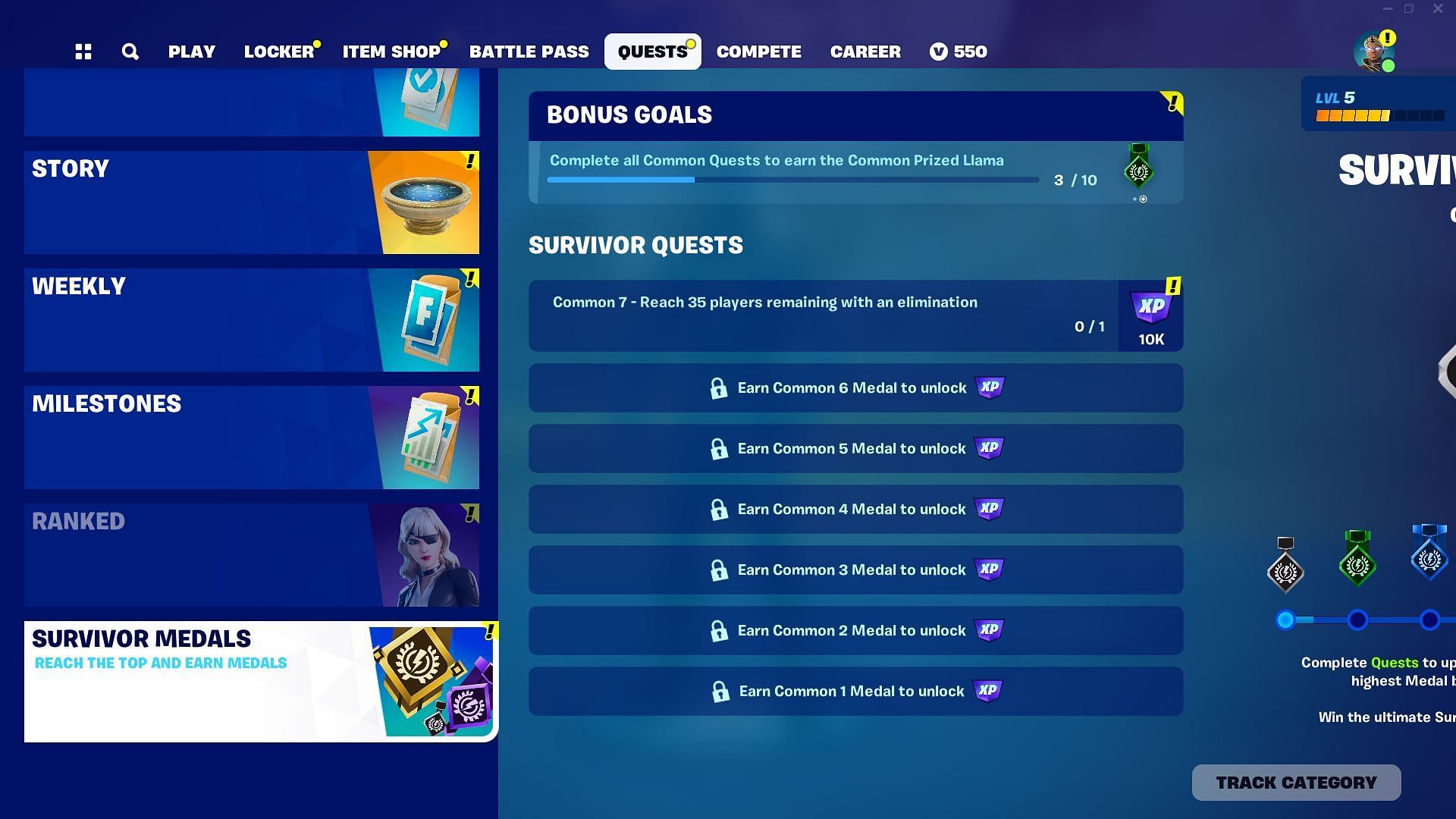 Survivor Medals (Image via Epic Games)