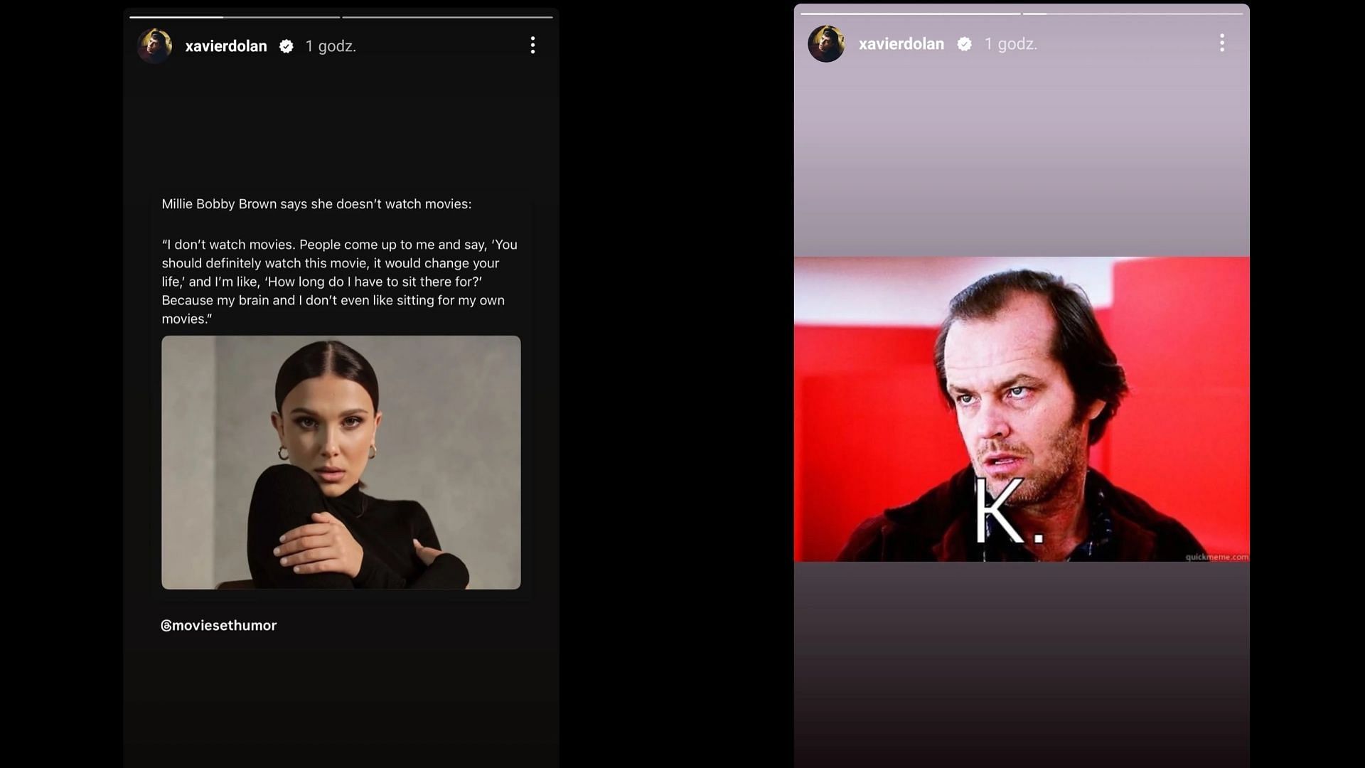 Xavier Dolan allegedly mocks Millie Bobby Brown. (Images via Instagram/@xavierdolan)