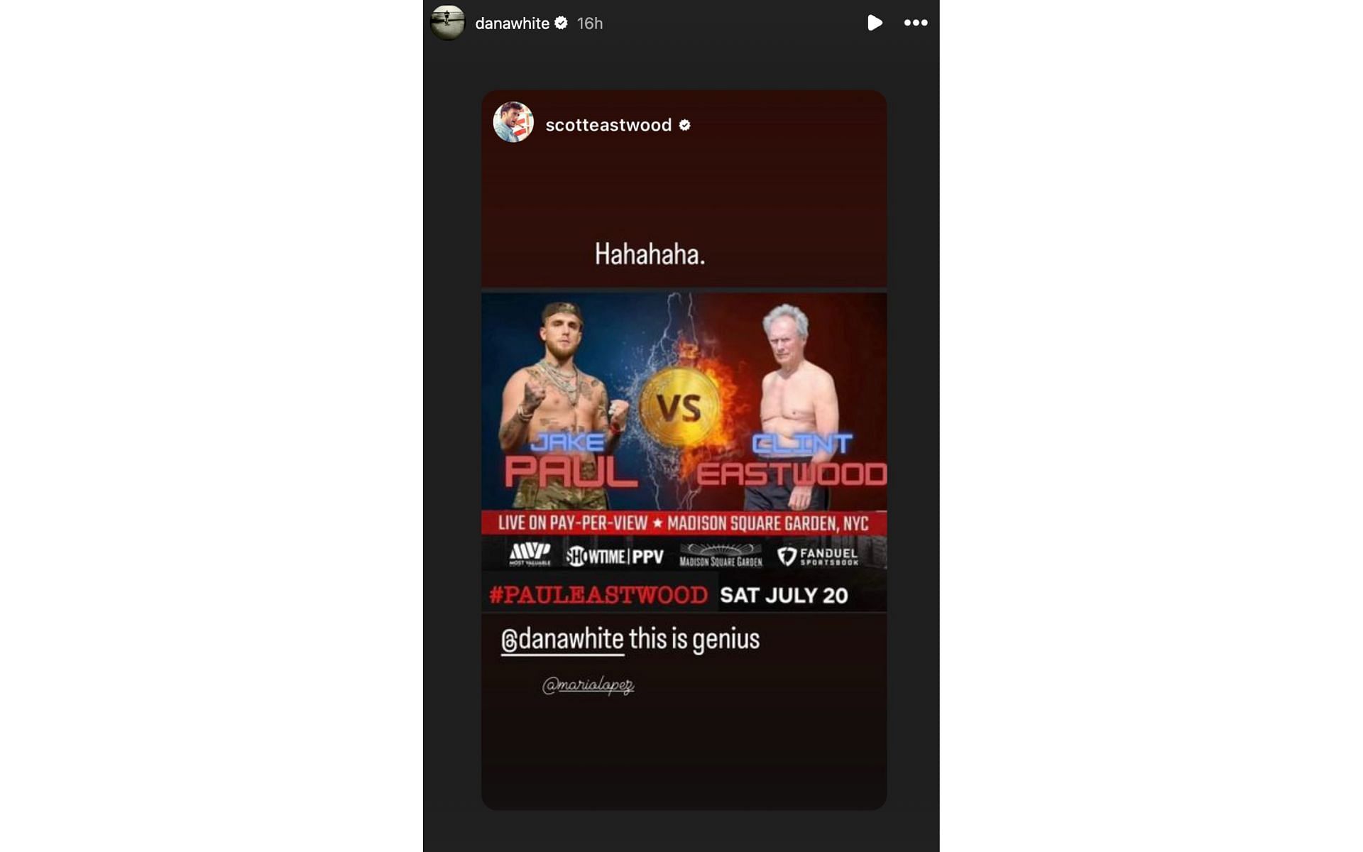 Dana White shares meme taking a dig at Jake Paul&#039;s choice of opponent