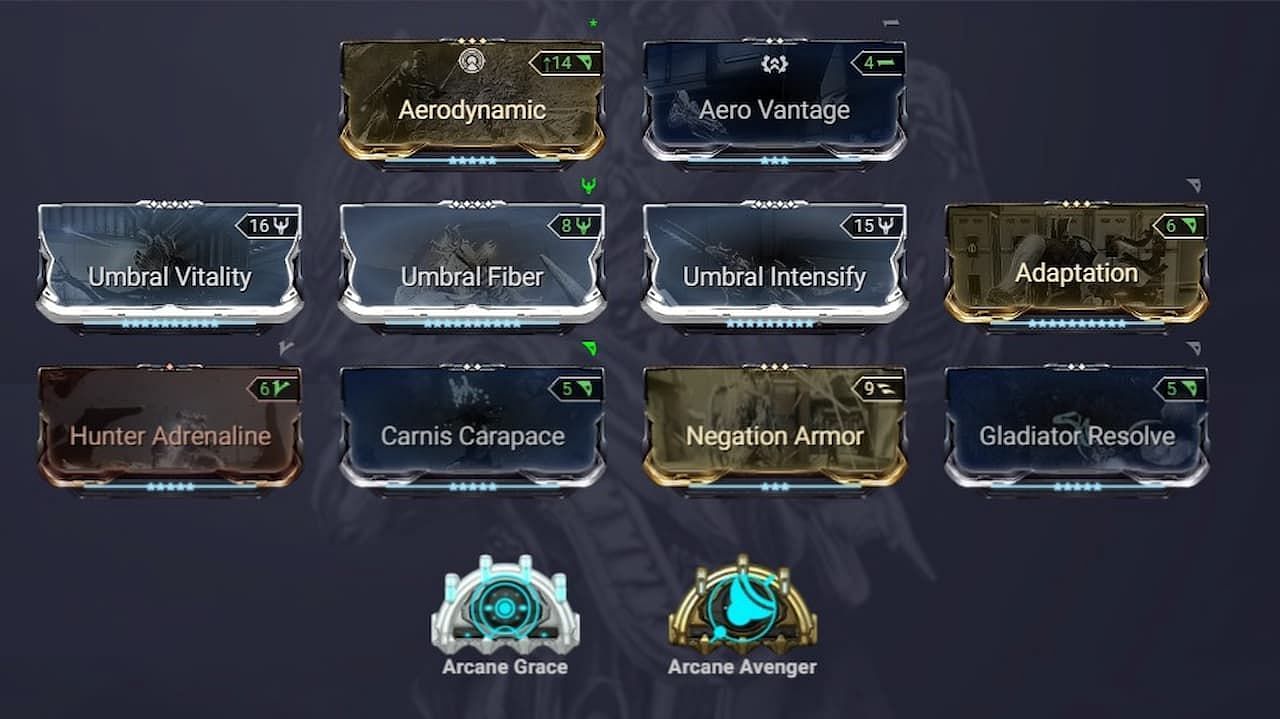 Warframe post-rework Inaros tank build (Image via Overframe)