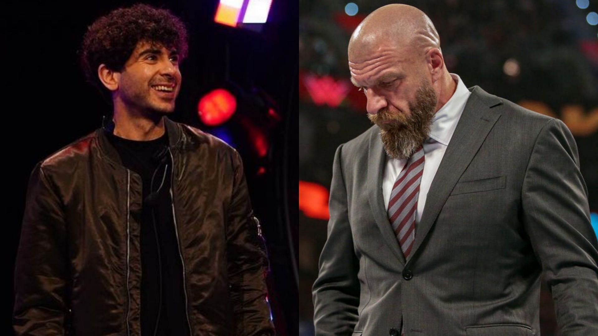 AEW co-owner Tony Khan (left) and WWE CCO Triple H (right)