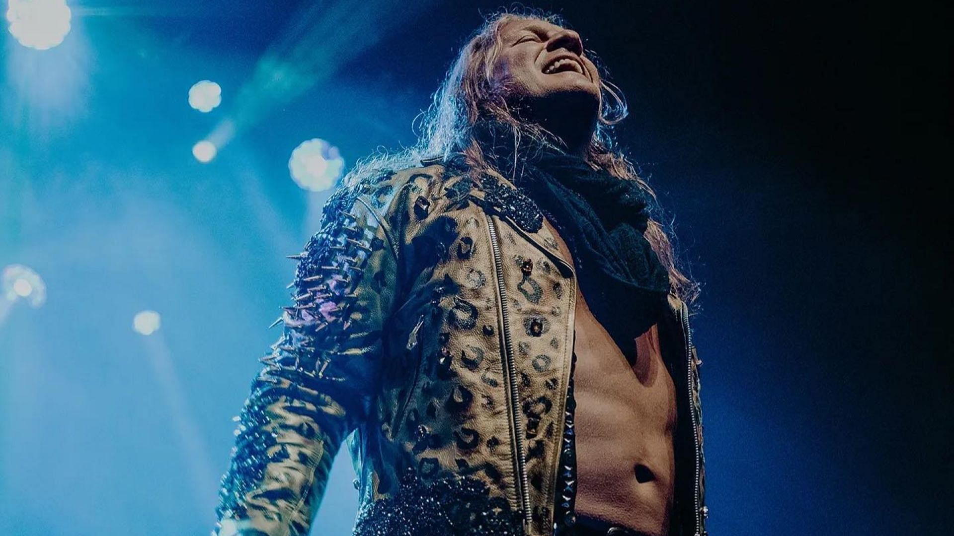 Chris Jericho performs with his band Fozzy during AEW All In Weekend