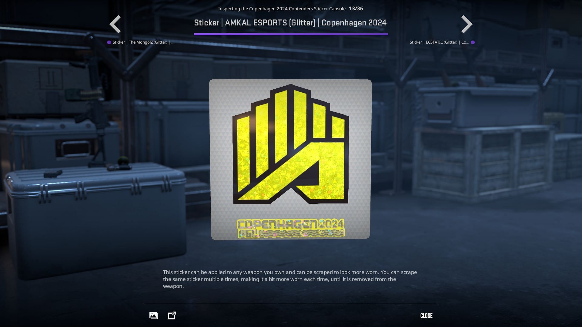 AMKAL Esports Glitter sticker (Image via Valve)