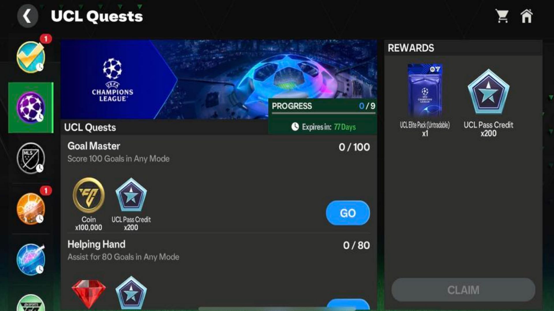 FC Mobile UCL 2024 Pass Quests offers Pass points. (Image via EA Sports)