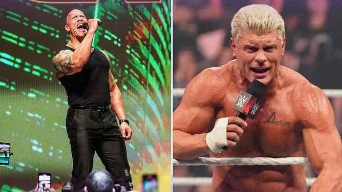 Brandi Rhodes reacts after Cody Rhodes slaps The Rock on WWE SmackDown