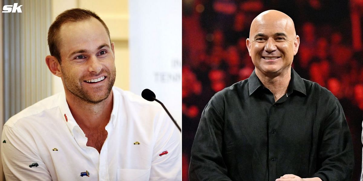 Andy Roddick (L) and Andre Agassi (R)