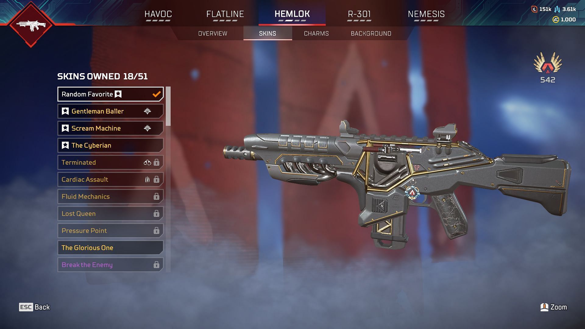 Gentleman Baller Hemlock Burst AR skin (Image via Respawn Entertainment)