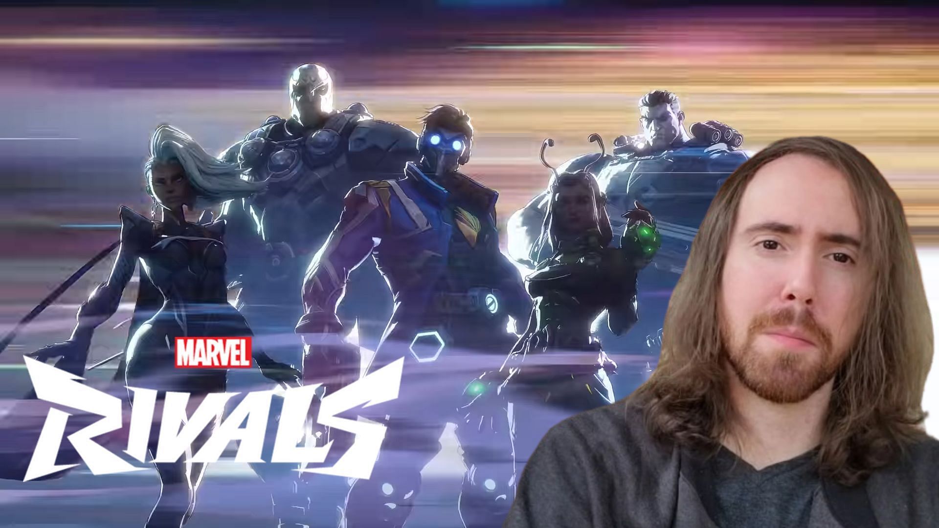 Asmongold comments on the new Marvel Rivals trailer (Image via Marvel Entertainment/YouTube, Asmongold/Twitch)