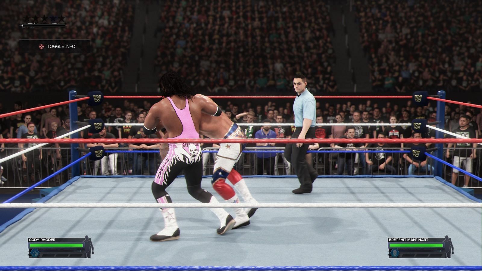 Bret Hart vs Cody Rhodes in WWE 2K24 (Image via WWE 2K24/2K Games)