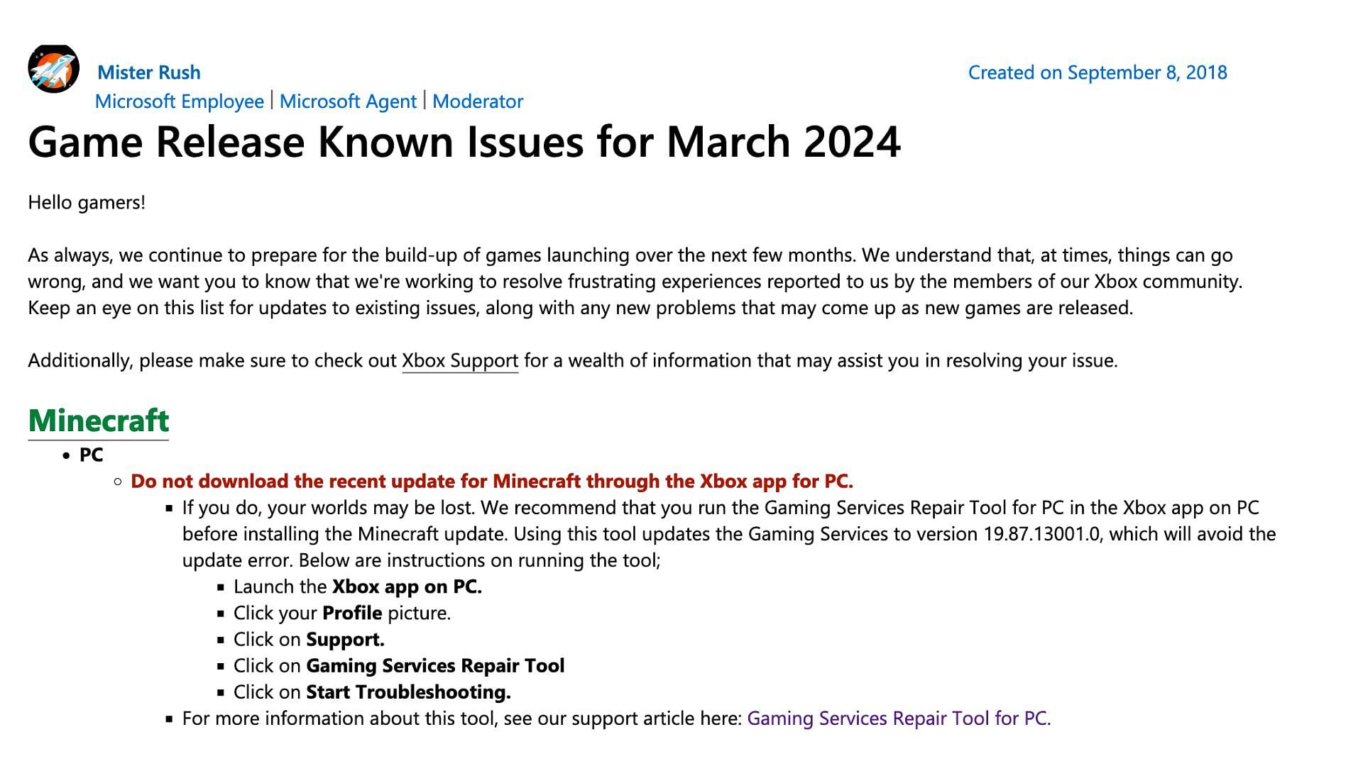 Official answer (Image via Microsoft)