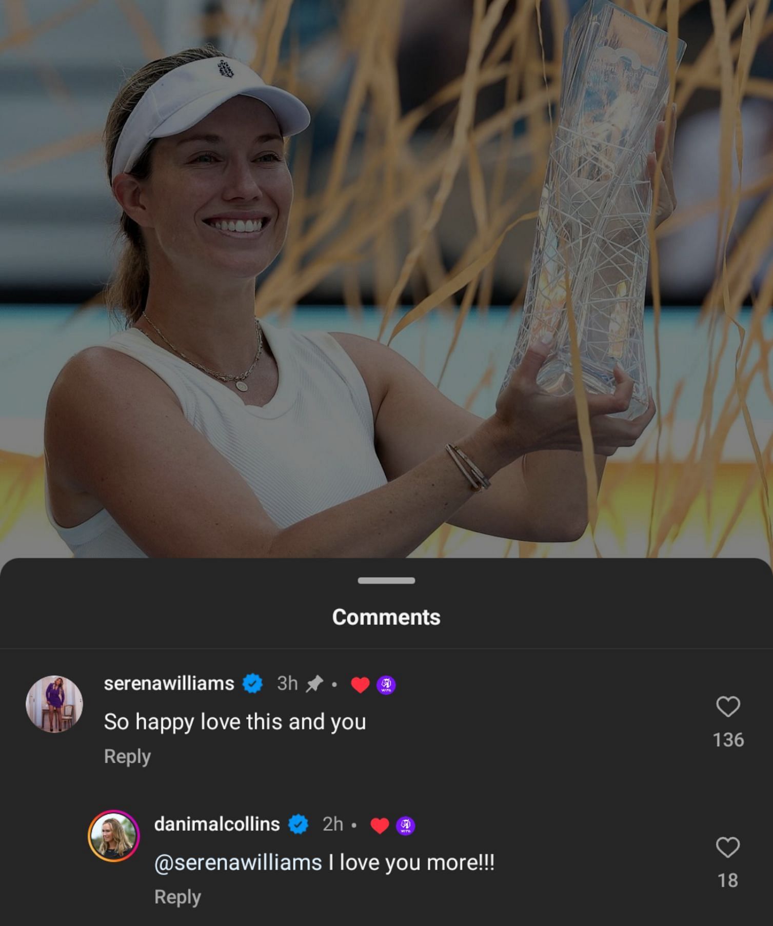 Serena Williams and Danielle Collins had a sweet back-and-forth on Instagram