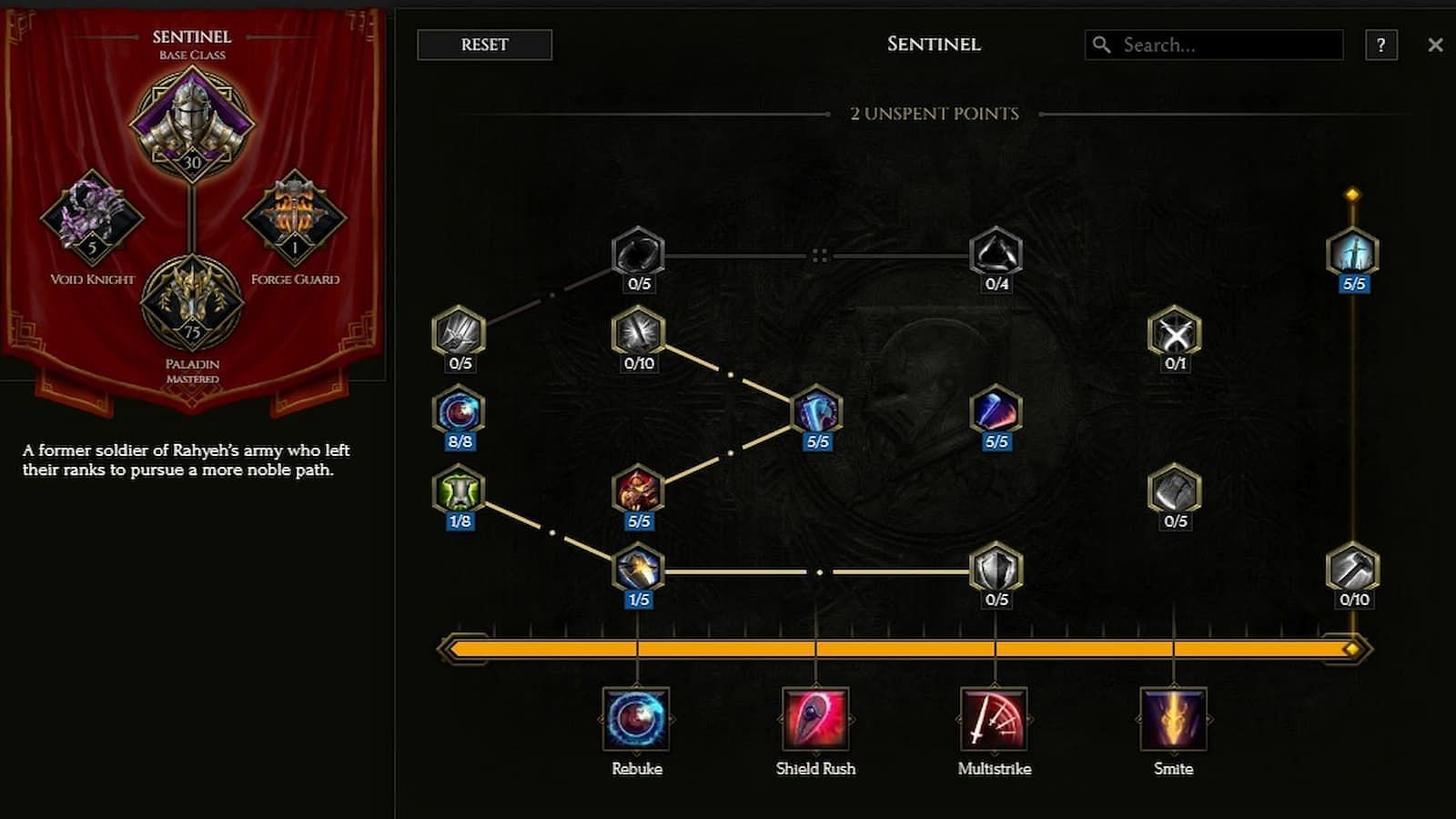 Sentinel (base) skill tree build for Last Epoch Paladin build (Image via Last Epoch Tools/Eleventh Hour Games)