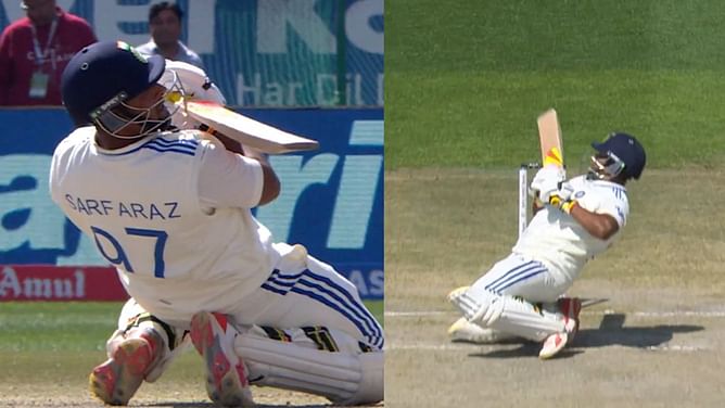 [Watch] Sarfaraz Khan stuns Mark Wood with audacious ramp shot in 5th IND vs ENG Test