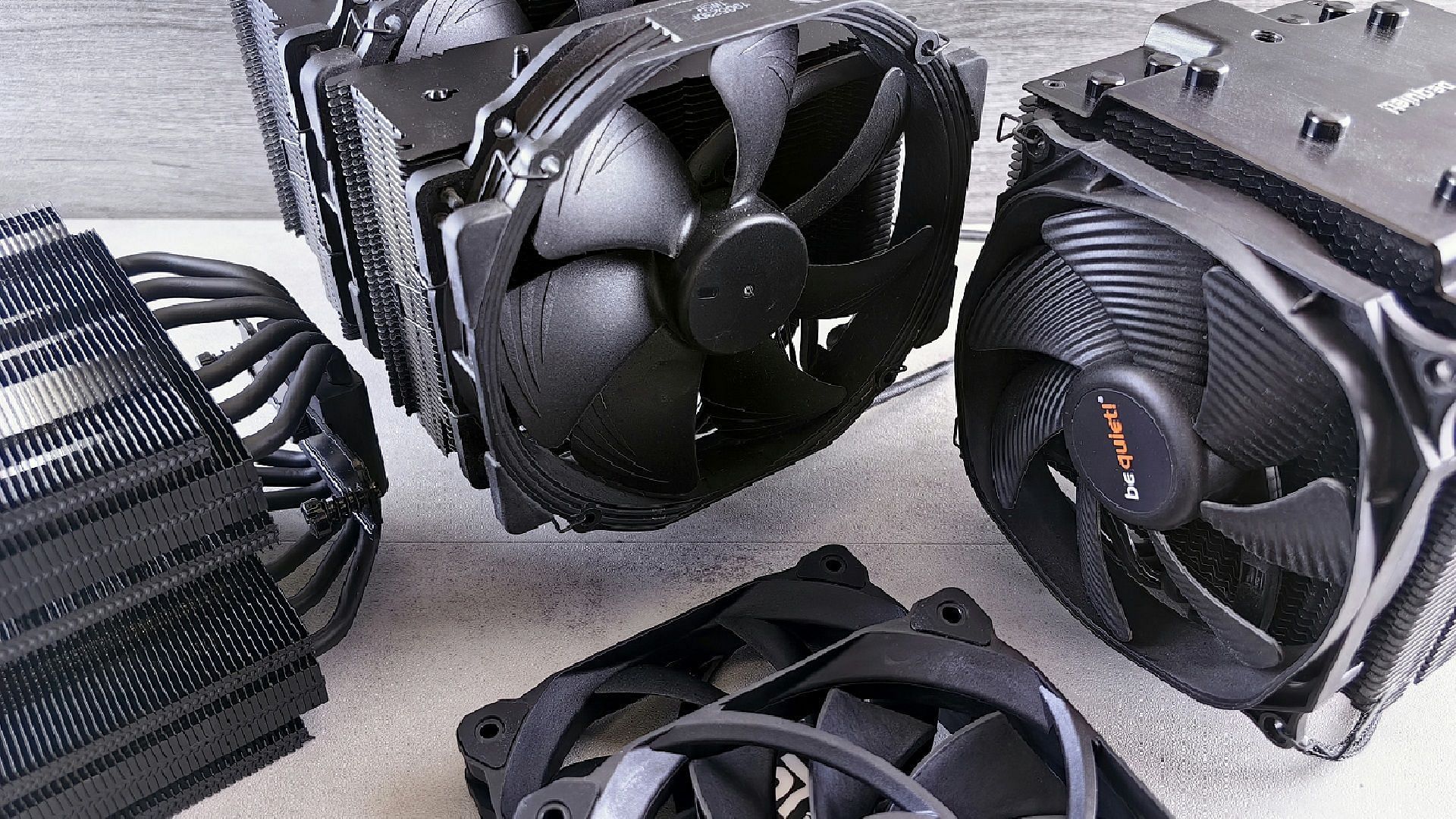 Picture of CPU coolers onside by side to each other