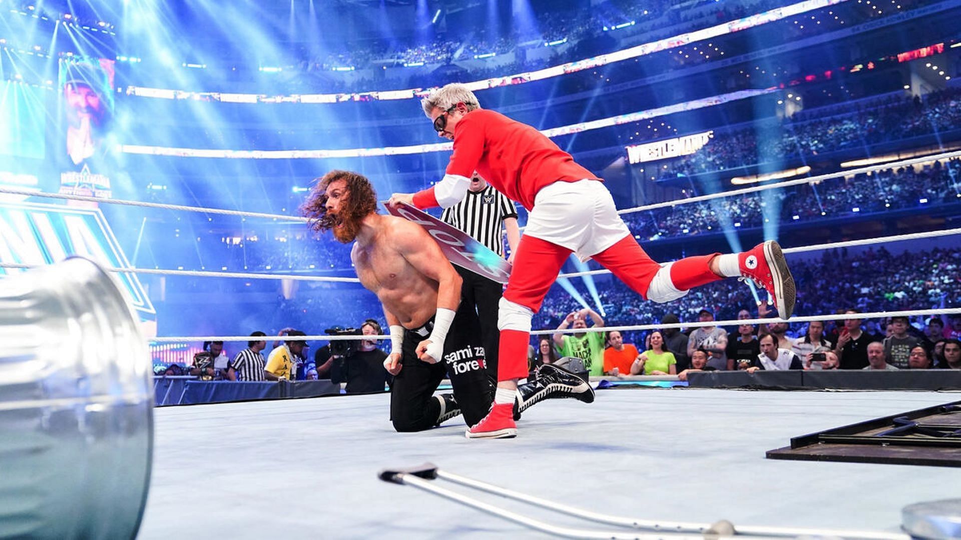 Sami Zayn faced an obstacle course of traps at WrestleMania 38.
