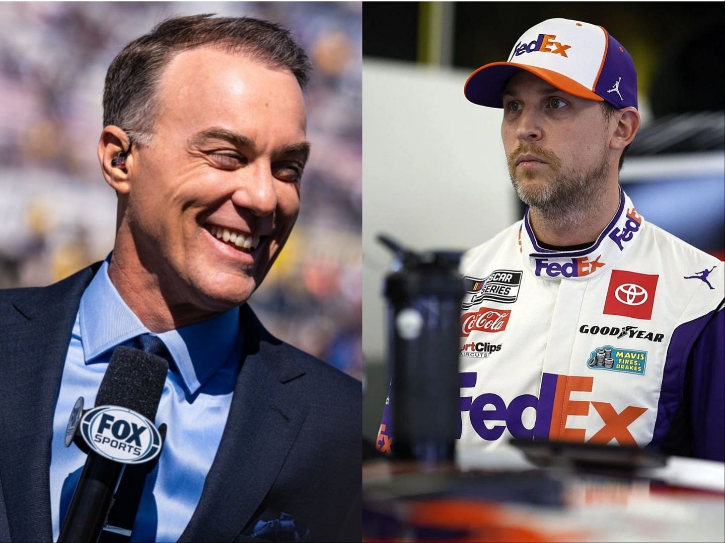 Kevin Harvick and Denny Hamlin (Image via Kevin Harvick on X, and Getty)