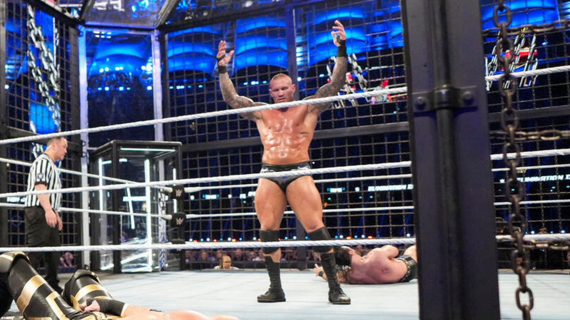 Randy Orton inside the Elimination Chamber in Perth.