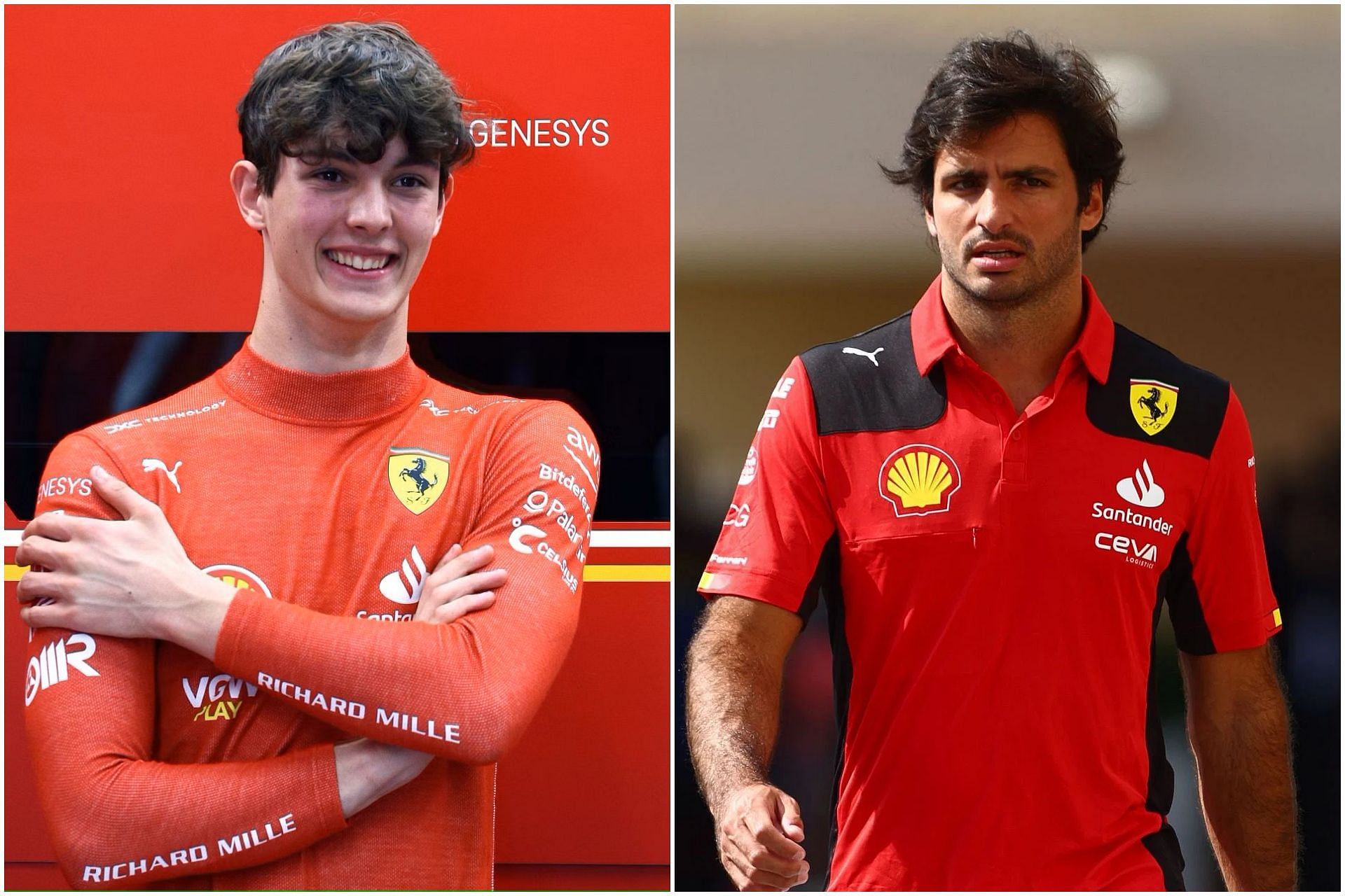 Oliver Bearman (L) and Carlos Sainz (R) (Collage via Sportskeeda)