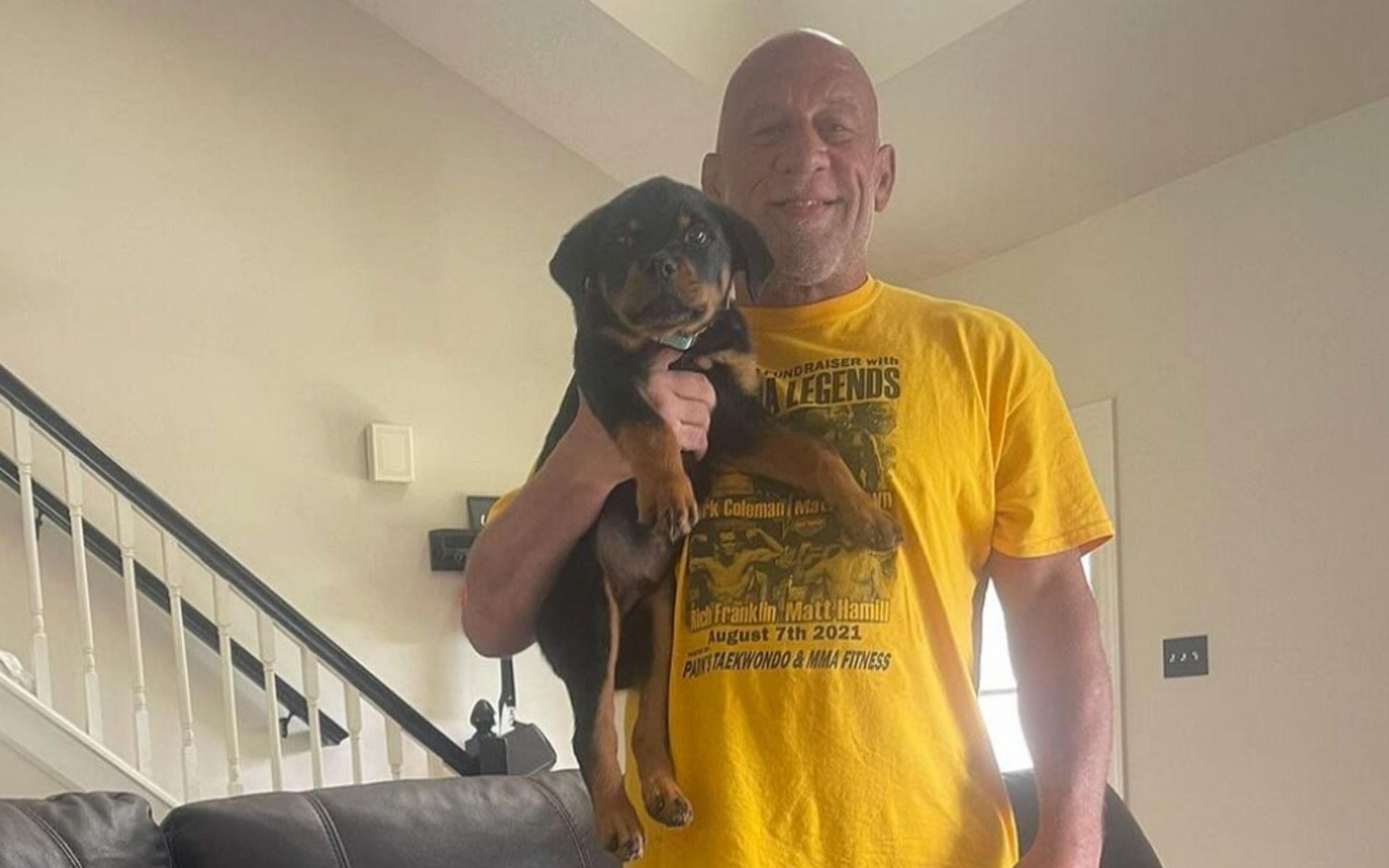 Former UFC champion Mark Coleman with his dog, Hammer [Photo Courtesy @markcolemanufc on Instagram]