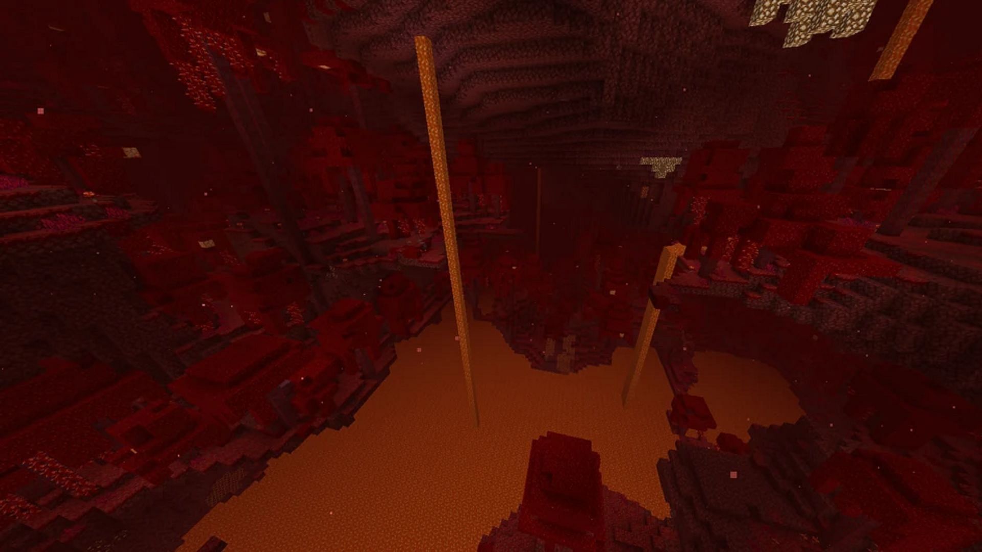 Minecraft&#039;s crimson forests can be made easier to navigate with certain gear (Image via Mojang)