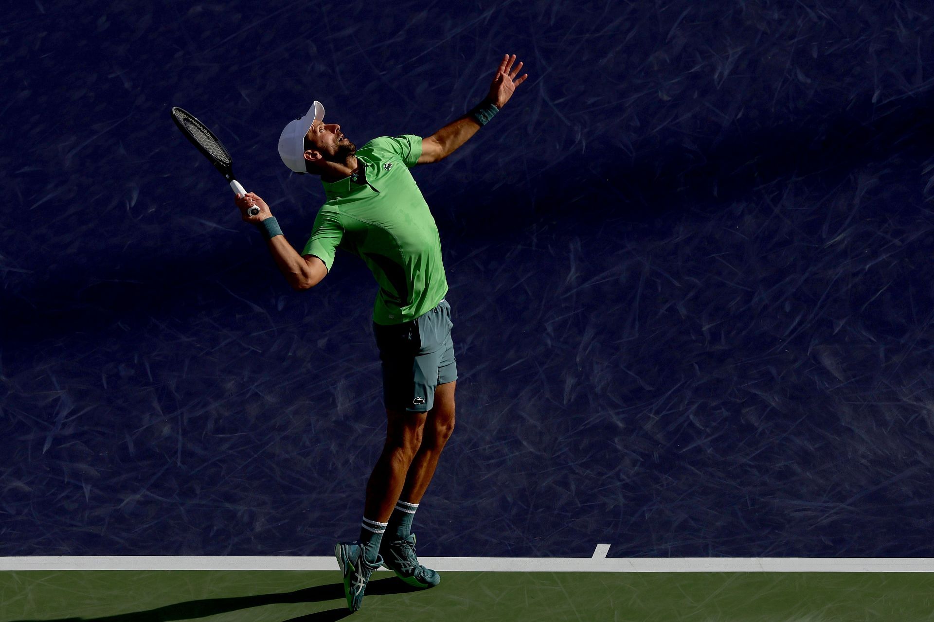 Novak Djokovic in action at the BNP Paribas Open