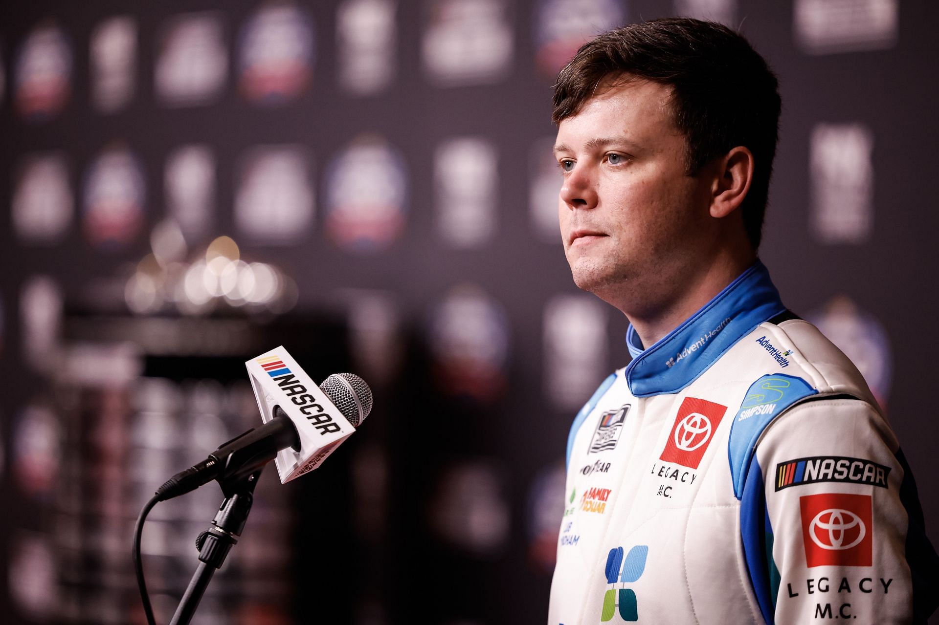 Erik Jones speaks at the Nascar Daytona 500 in Phoenix