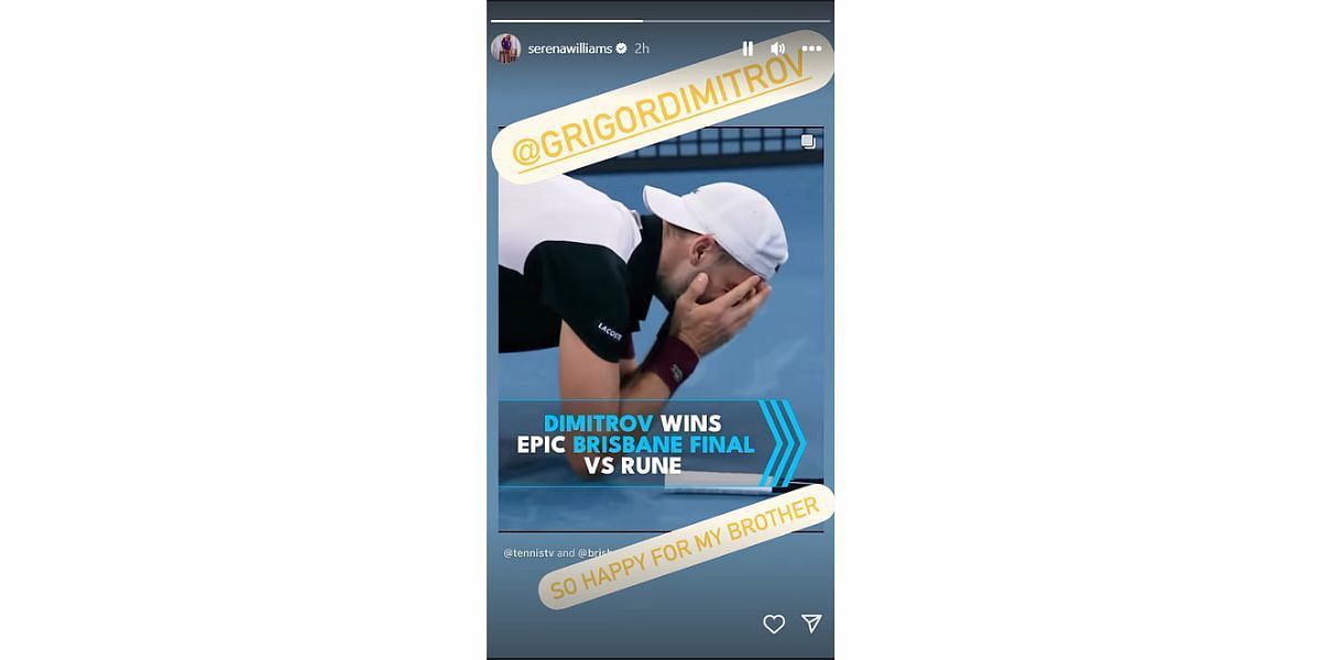 Serena Williams&#039; Instagram story from January 2024