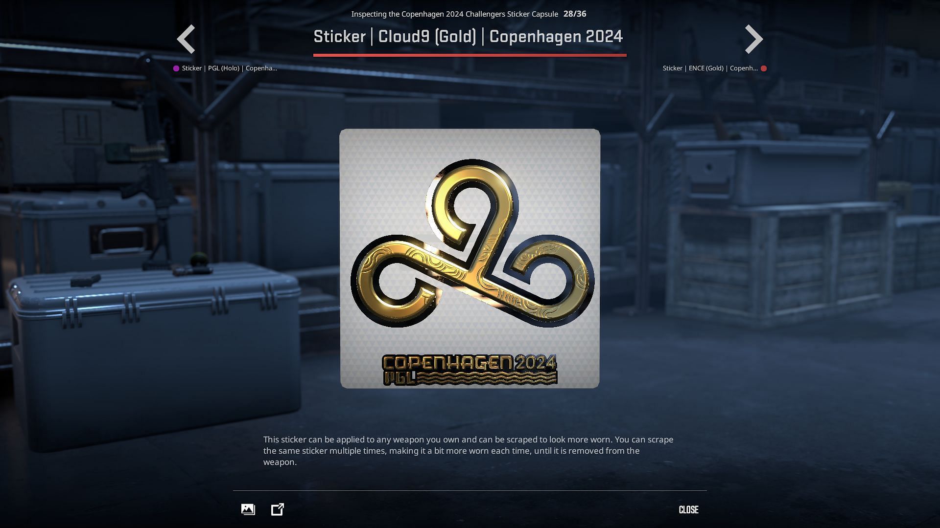 Cloud 9 Gold sticker (Image via Valve)