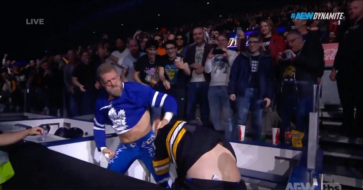 Adam Copeland forces Christian Cage to wear Bruins threads