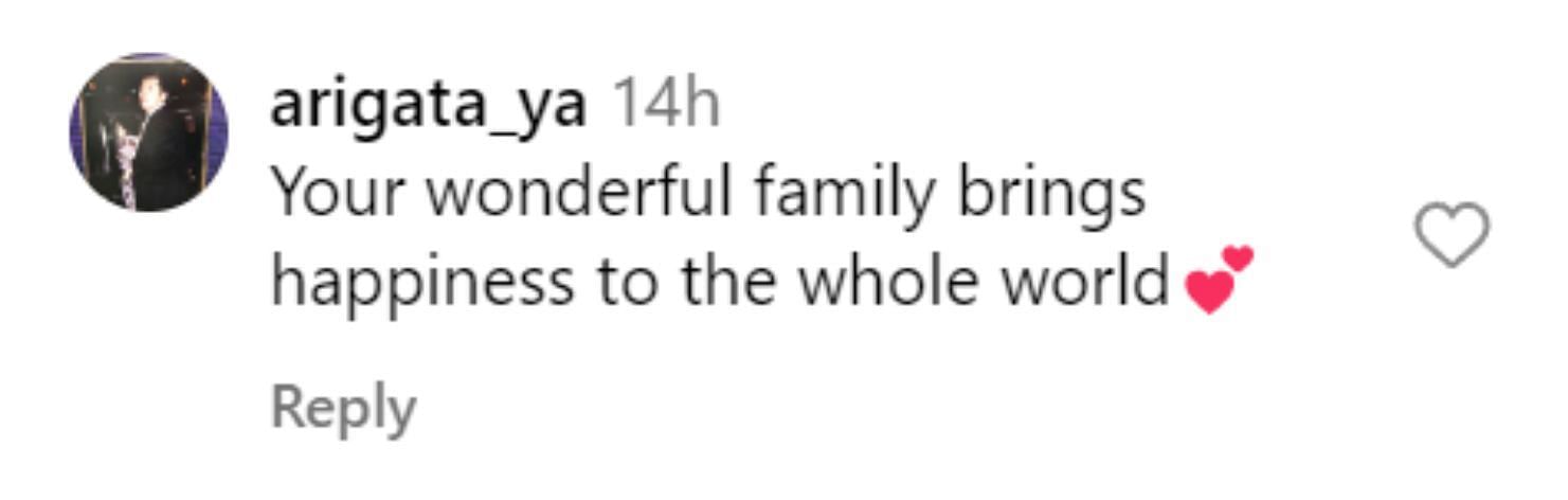 &quot;Your wonderful family brings happiness to the whole world&quot; - @arigata_ya