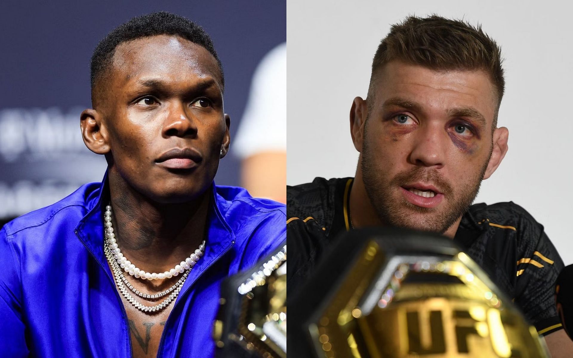 Dricus du Plessis (right) poses UFC Africa challenge to Israel Adesanya (left) after missing out on UFC 300 [Images Courtesy: @GettyImages]